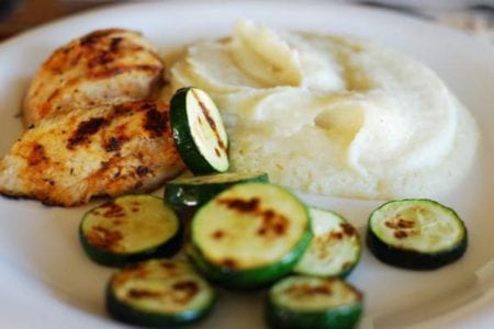 chicken-and-baked-zucchini-with-white-sauce